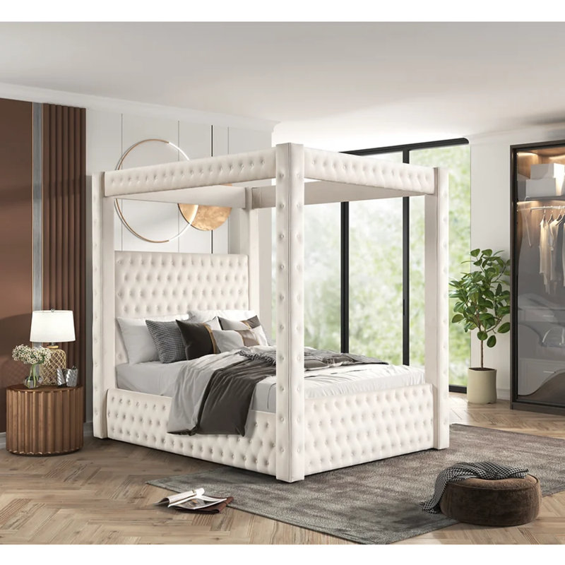 Lit plateforme Mansion, Beige, Très grand