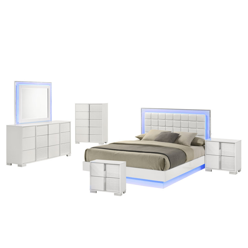Ensemble de chambre à coucher 6 pièces Elma, Reine