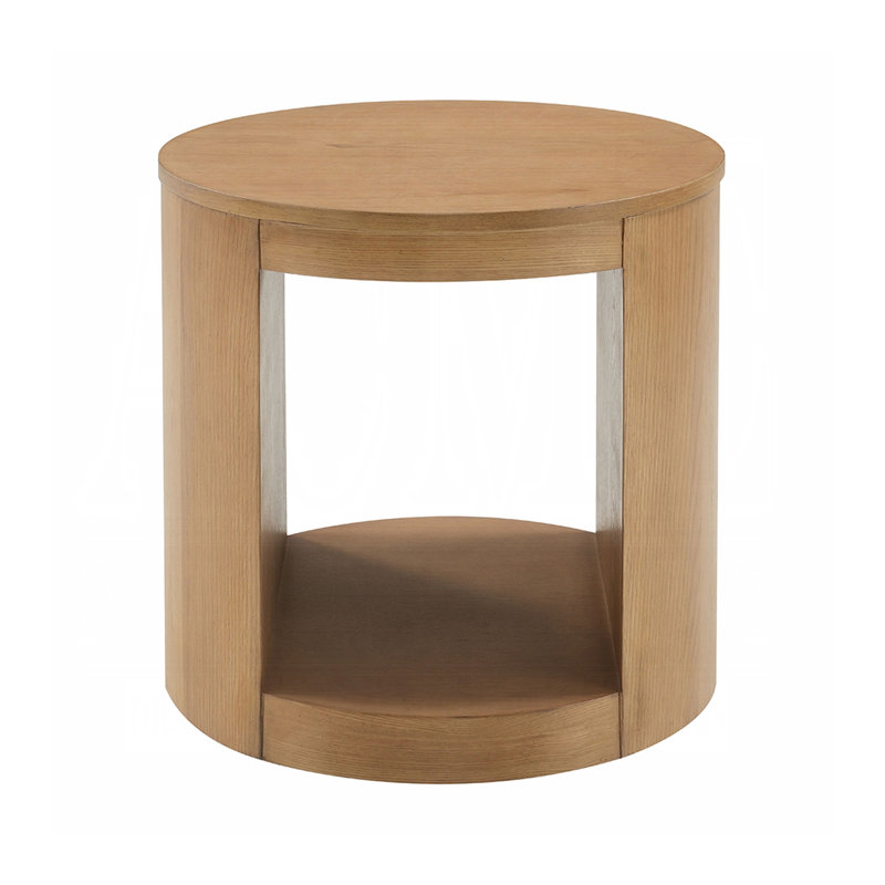 Table de bout ronde avec base creuse en chêne