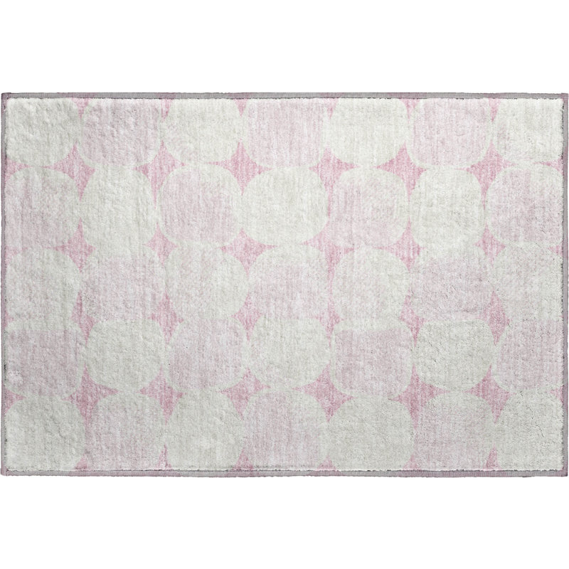 Tapis rose Prisco lavable à la machine de qualité supérieure, Rectangle 1 pi 8 po x 2 pi 6 po
