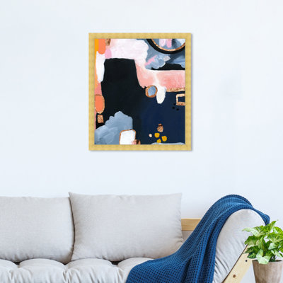 Blue Orange Abstract Paint Strokes by Oliver Gal - Print
