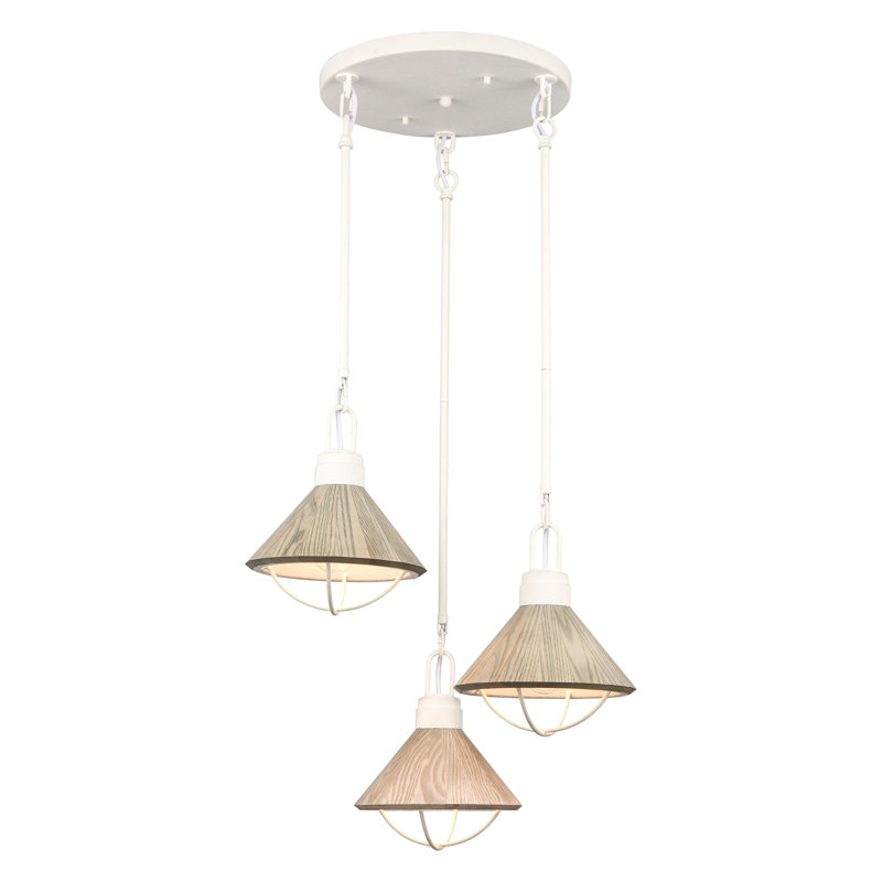 Luminaire suspendu large 3 lumières Cape May - corail blanc, H 11 po x l 21 po x P 21 po, Trois lumières