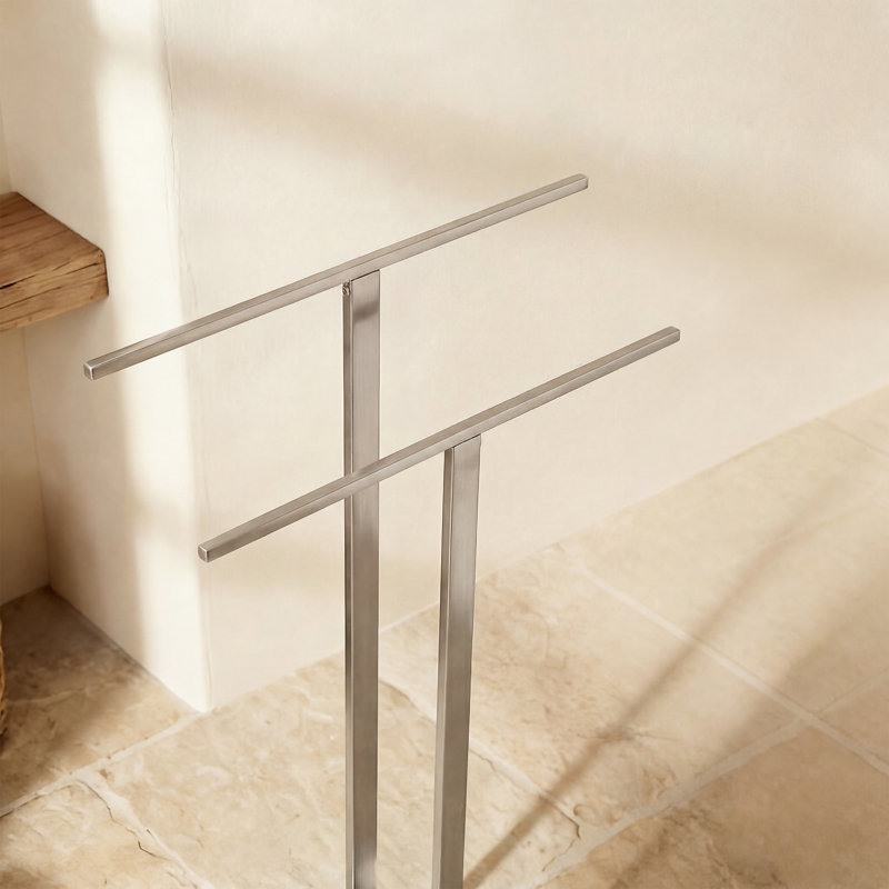 Freestanding Towel Rack, Brushed Nickel