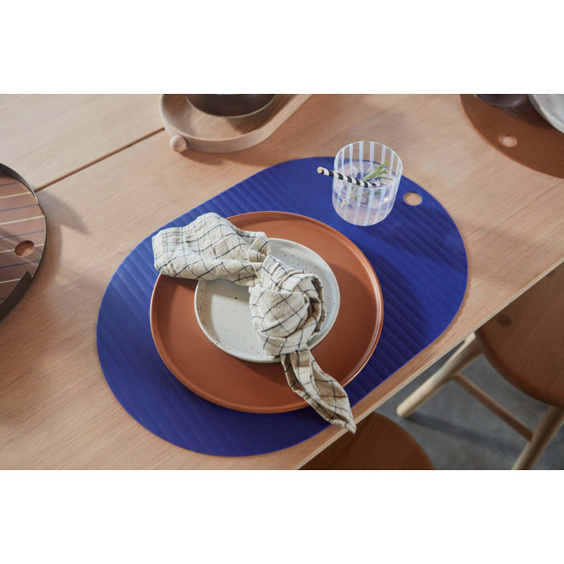 Ribbo Silicone Oval Placemats, Optic Blue