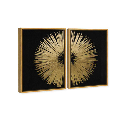 Sunburst Golden Night Diptych Set of 2 Abstract Floater Frame by Oliver Gal