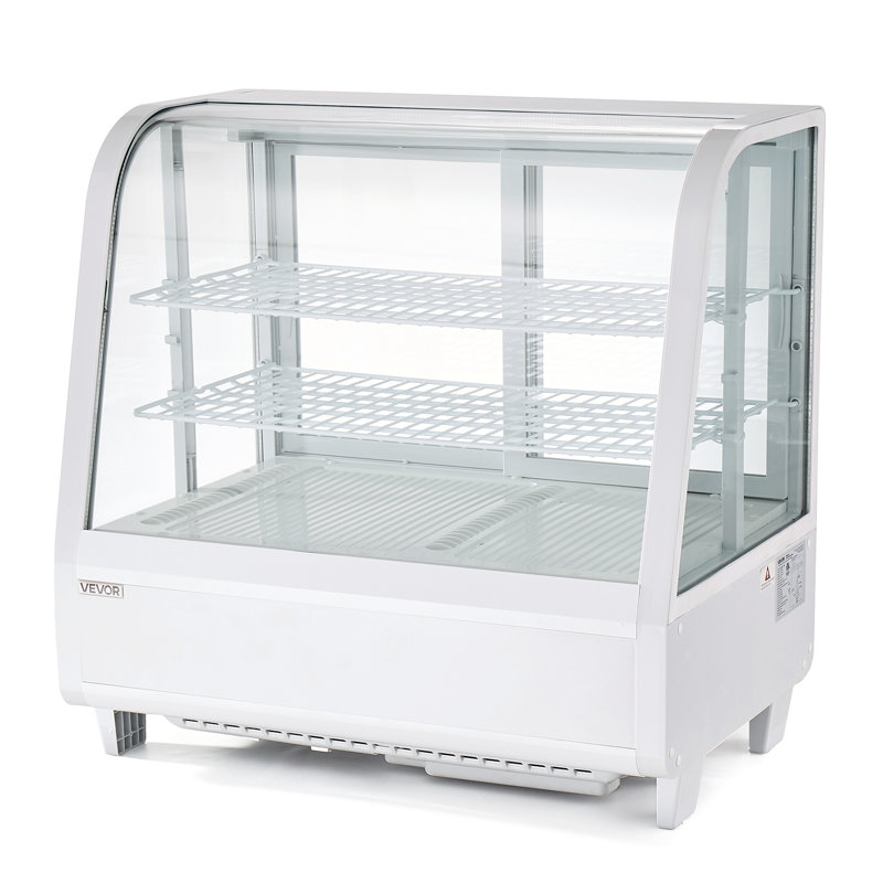 Vitrine réfrigérée, vitrine de comptoir à pâtisserie de 3,5 pi³ / 100 L, réfrigérateur à gâteau commercial à 2 niveaux avec éclairage DEL, refroidissement TURBO, refroidissement à l'air sans givre, pour la boulangerie et la pâtisserie