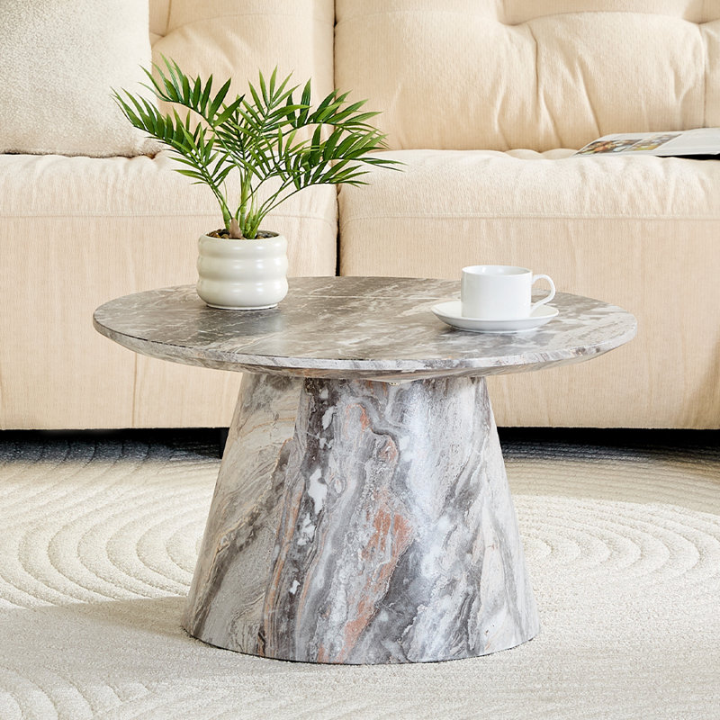 Table basse ronde, Gris, H 13,7 po x L 23,6 po x l 23,6 po