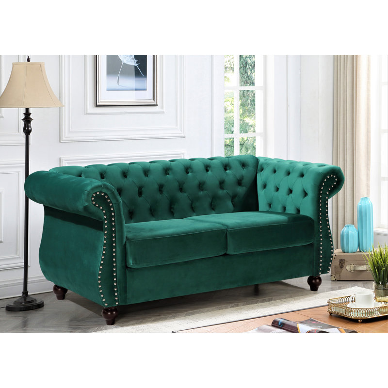 Feinstein 67.6'' Velvet Loveseat, Green