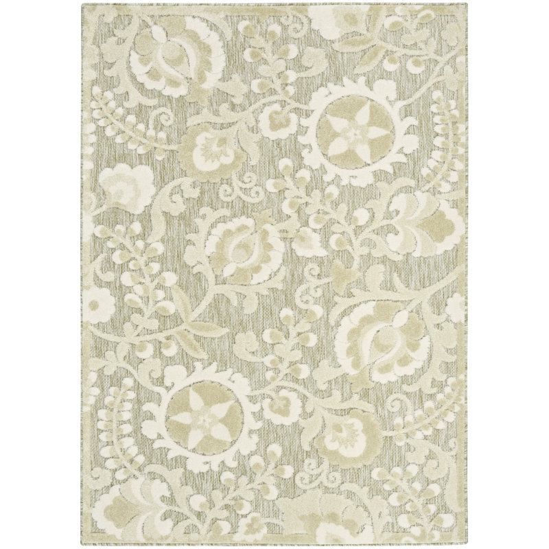 Villem Ivory Sage Farmhouse Rug, Rectangle 5'3" x 7'5"