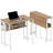 Folding Desk, Portable Computer Desk with Shelf Wheels, Natural Wood-1142982021