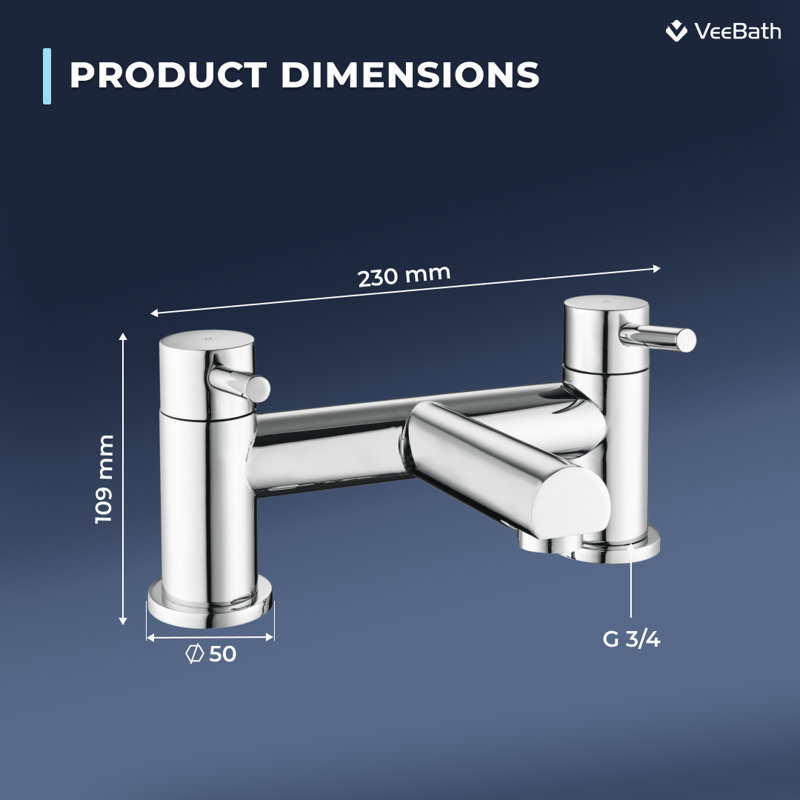 VeeBath Dixon Round Bath Filler Mixer Tap, Chrome