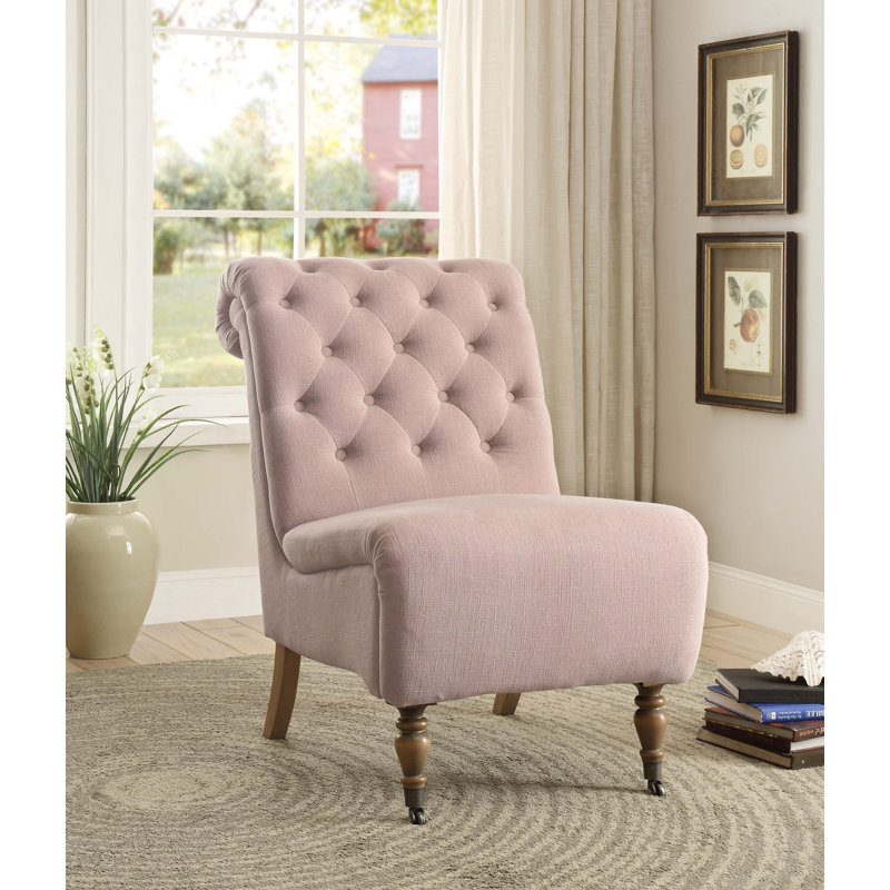 Newsom Upholstered Slipper Chair, Washed Pink Linen Blend