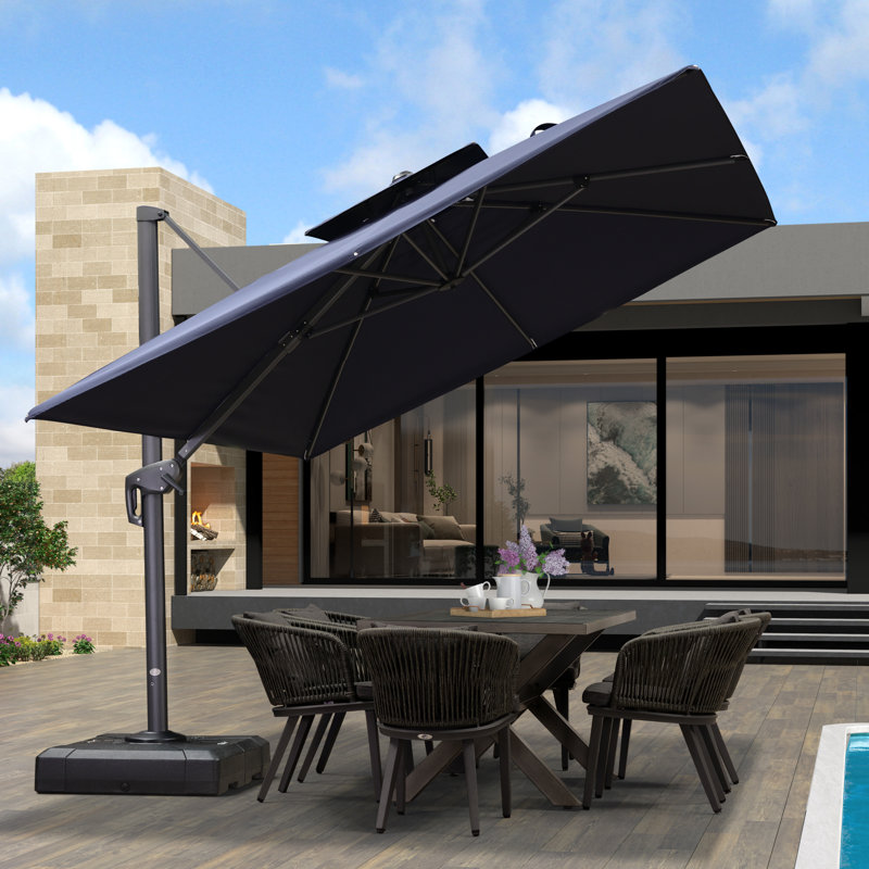 274cm X 365cm Rectangular Cantilever Parasol, Navy Blue