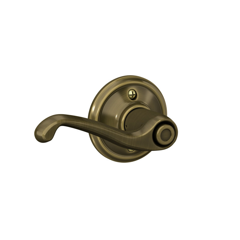 Flair Lever Bed and Bath Lock, Universal/Reversible, Antique Brass