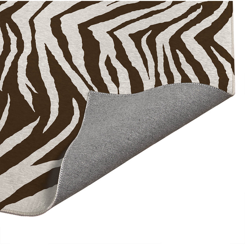 Zebra Patch Low Profile Kitchen Mat, Mocha Brown, Rectangle 4' x 6'