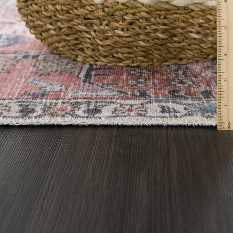 Tapis bourgogne Jaelyne Performance, Tapis de couloir 2 pi 7 po x 10 pi