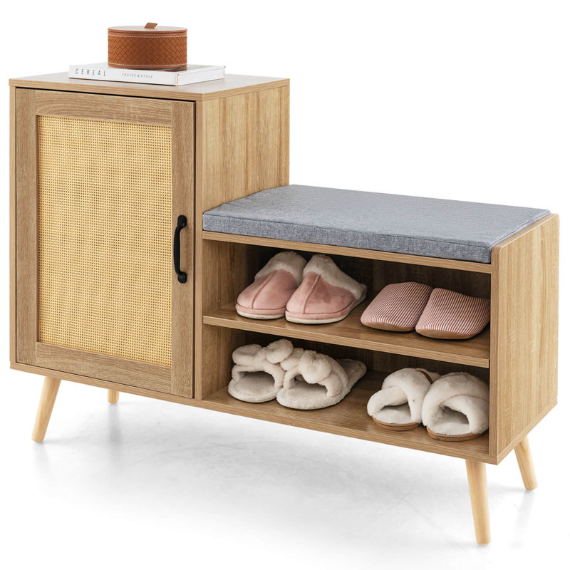 2-in-1 Shoe Cabinet With Bench 3 Adjustable Shelves