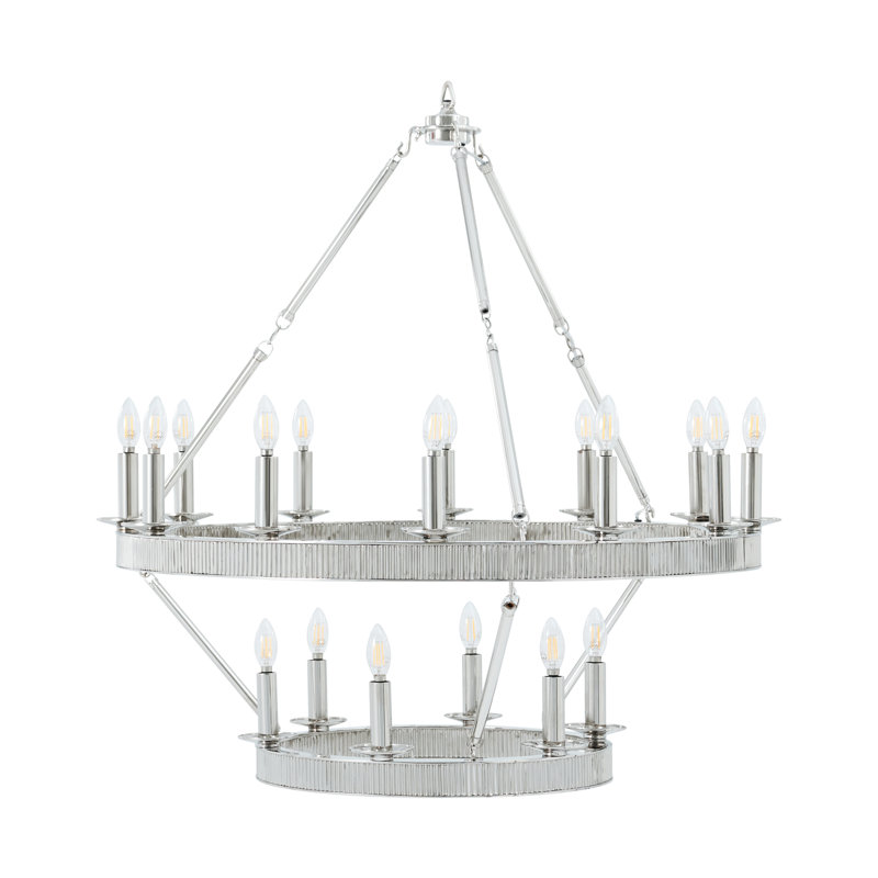 TA Illuminations Chandelier, 40.5" H x 36" W x 36" D, Nickel Plated, 18 Lights