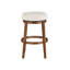 Tabouret de bar rotatif Lex, dossier sans dossier de 31 pouces, siège bouclé blanc, pieds bruns-118708291