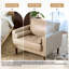Fauteuil club capitonné à accoudoirs carrés en similicuir avec 2 coussins-1509266250
