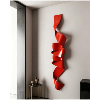 Sculpture murale moderne en métal rouge