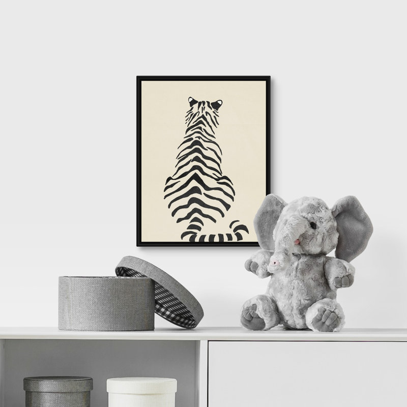 Art encadré pour enfants tiger ii, H 14 po x l 11 po x P 1,2 po, Cadre pour toile flottant noir