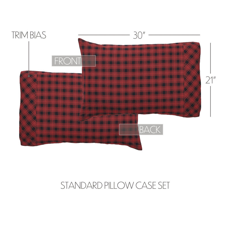 Cumberland Red and Black Plaid Cotton Standard Pillowcase Set