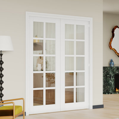 Porte intérieure double avec cadre assorti - portes de garde-manger intérieures en panneau de fibres à densité moyenne blanc 10 Lite Prehung