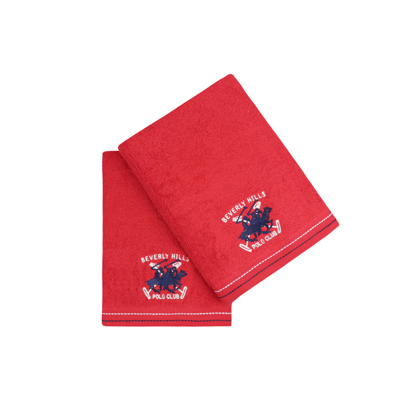 Ensemble de 2 serviettes de bain 100% coton, Rouge