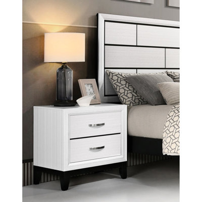 Table de chevet pour chambre à coucher avec 2 tiroirs blancs - attrait moderne et contemporain