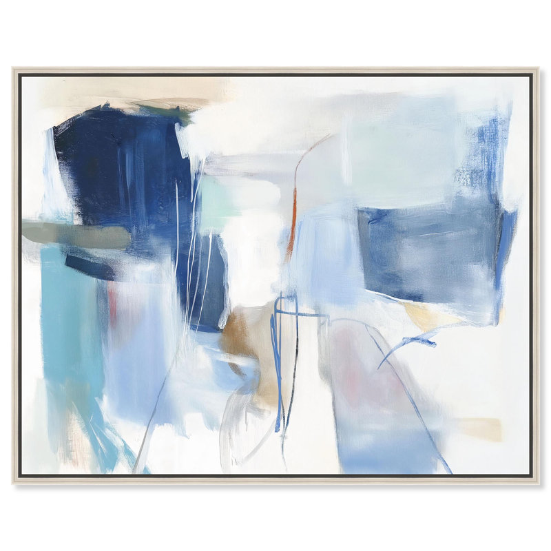«Winter White I», reproduction sur toile bleu sarcelle par Art Remedy, H 37 po x l 46 po, Cadre argenté