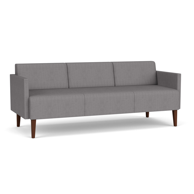 Luxe Lounge Reception Sofa, Plot Line Steel, Walnut Wood