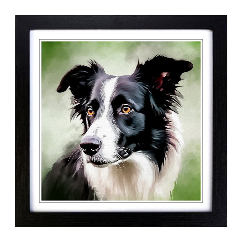 Border Collie Digital Art - Framed Print, Black