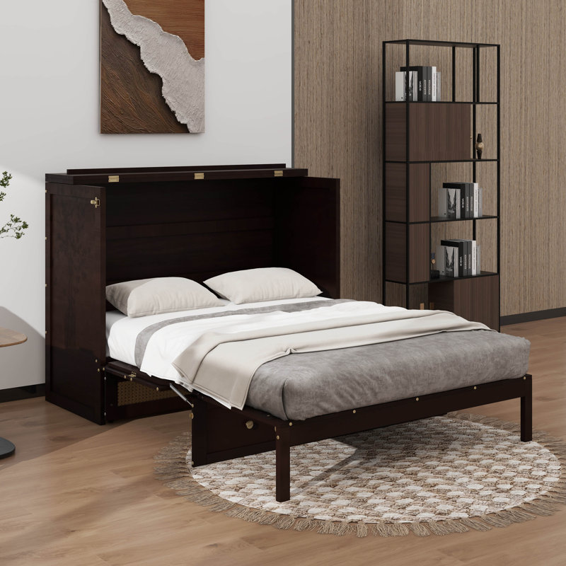 Full Size Murphy Bed With Drawers, Espresso
