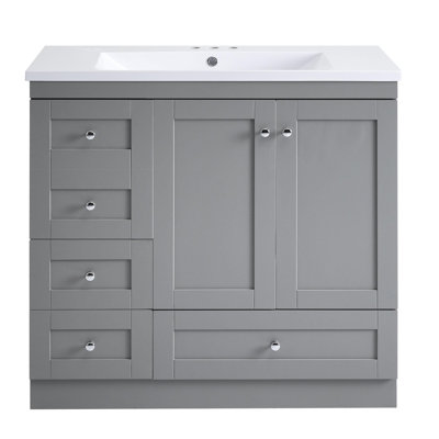 Meuble-lavabo de 36 po avec lavabo, 4 tiroirs à fermeture en douceur et 2 portes à fermeture en douceur