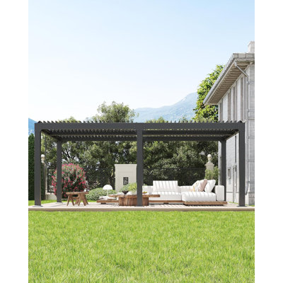 Pergola à persiennes, structure en aluminium avec toit réglable, 10 pi x 20 pi, terrasse extérieure et abri de jardin pour la cour et le jardin