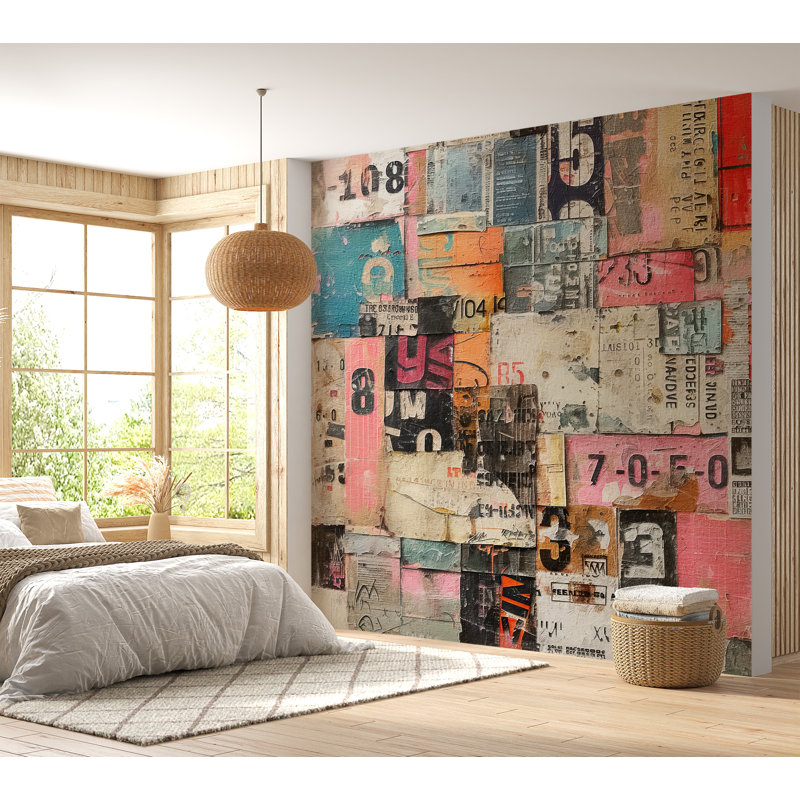 Murale pelez et collez - art typographique urbain, L 90 po x l 90 po