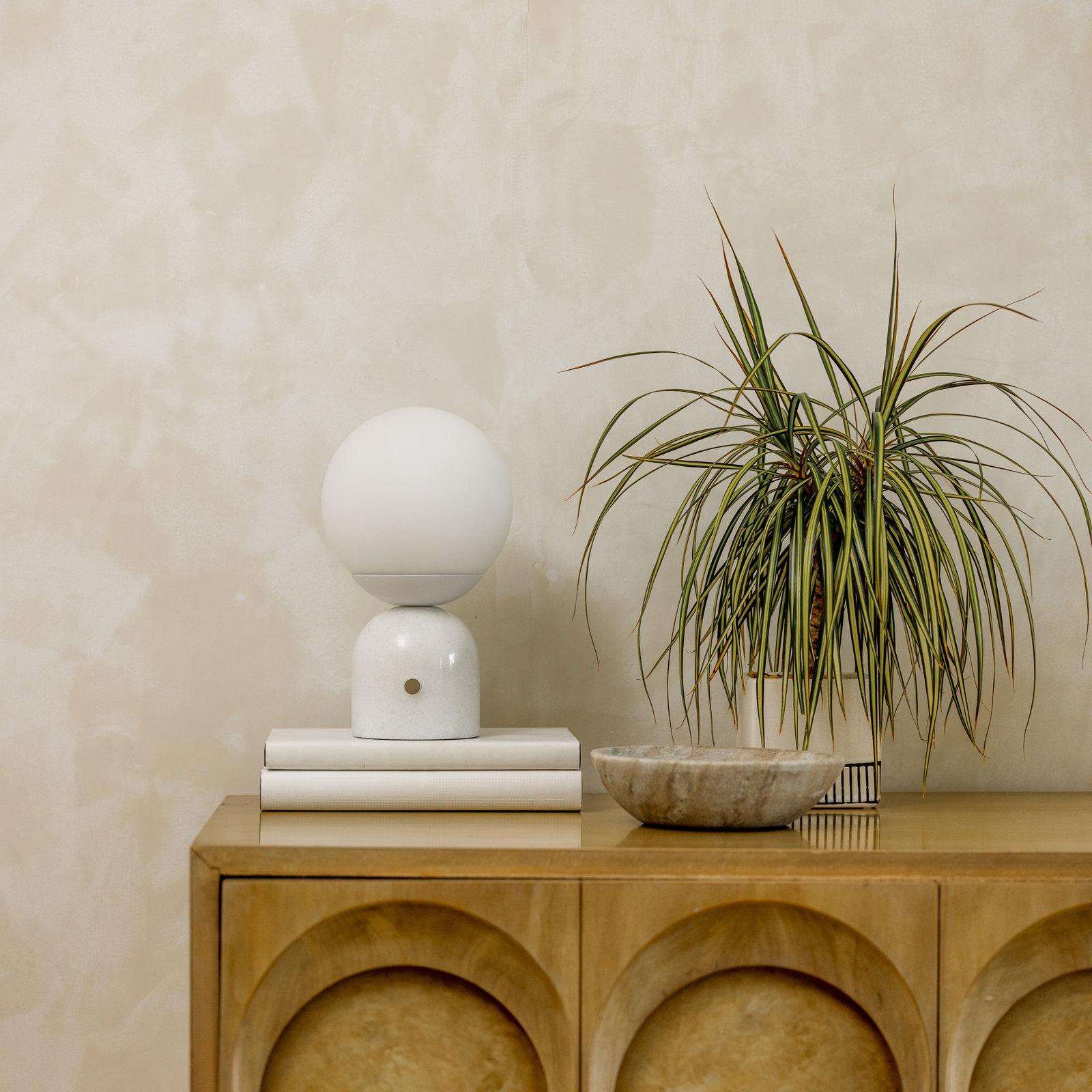 Mila Genuine Marble Desk Lamp, White, 9.84'' H X 6'' W X 6'' D