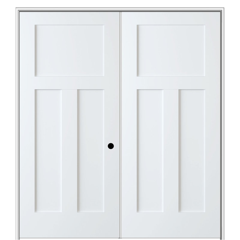 Primed White 72" x 80" 3-Panel MDF Interior French Door