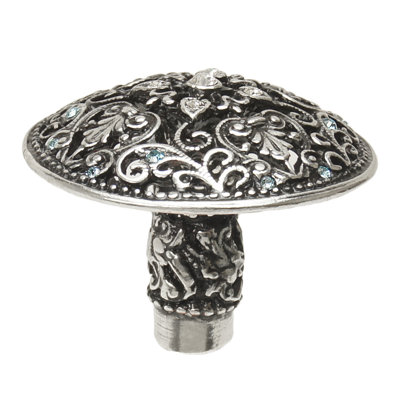 Juliane Grace large knob with 17 Swarovski Clear& Aquamarine Crystalsin