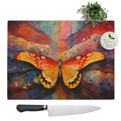 Moth Colour Field  Glass Chopping Board