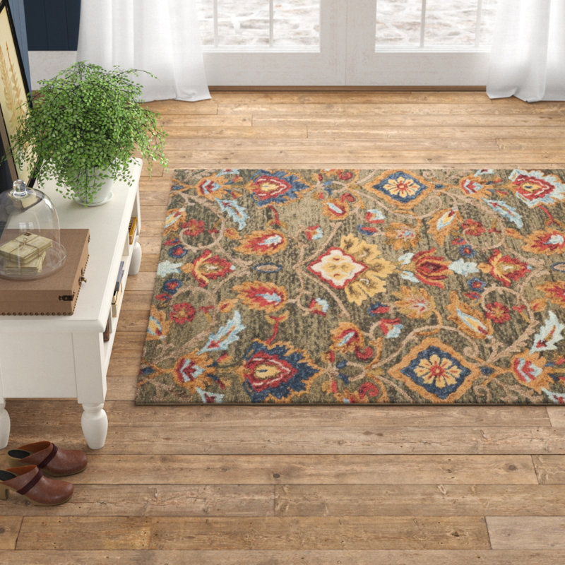 Tansy Wool Floral Indoor Rug, Rectangle 10' x 14'