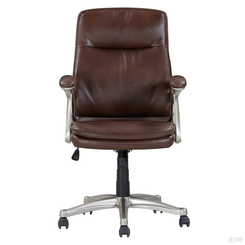 Fauteuil de bureau ergonomique, fauteuil pivotant à dossier moyen, Similicuir