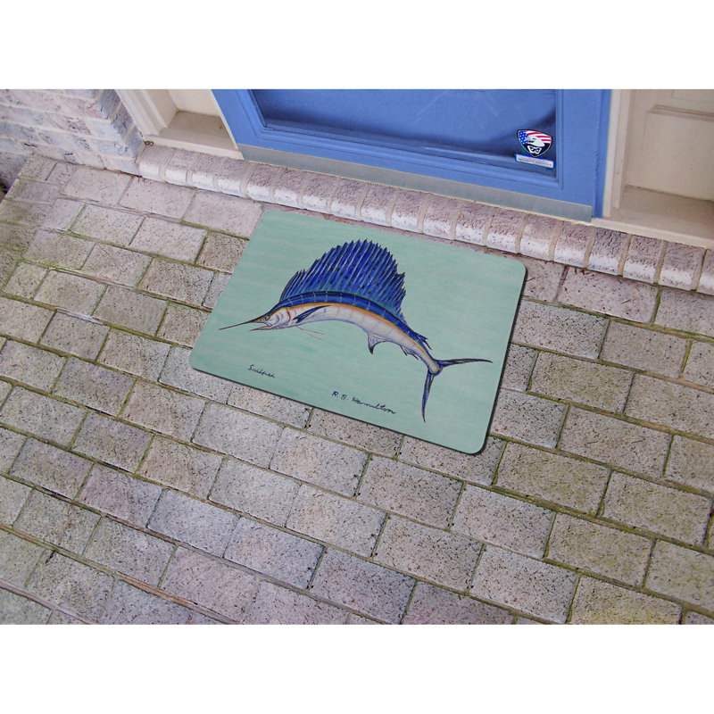 Tapis d'entrée / extérieur antidérapant Coastal Sailfish, Rectangle 1 pi 6 po x 2 pi 2 po