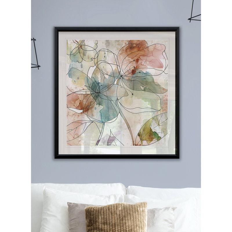 Floral Flow II - reproduction d'art, H 26,5 po x l 26,5 po x P 1,5 po, Impression encadrée, Plastique noir