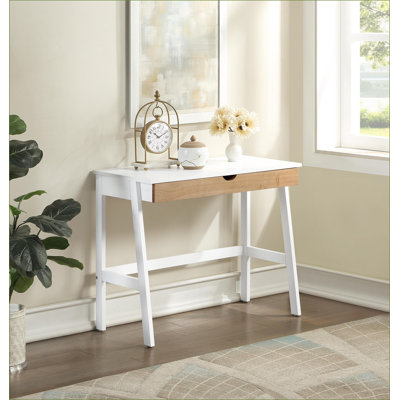 Desks with Large Drawer, Easy Assembly | White/Natural | Solid Wood