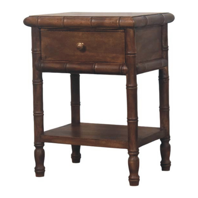 Table de chevet sculptée en bambou