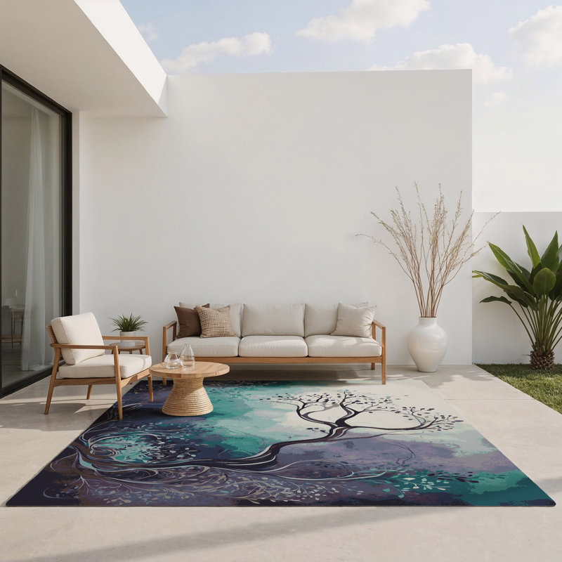 Serene Sapling Indoor And Outdoor Area Rug, Rectangle 5' x 7'