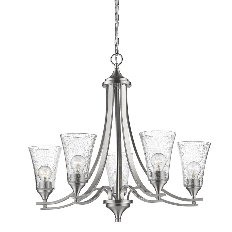 Natalie 5 - Light Dimmable Classic / Traditional Chandelier, Satin Nickel