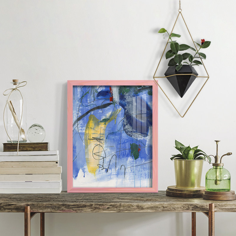«Gerame Tribal Symbols III», impression encadrée sur papier, H 15 po x l 12 po x P 1 po, Rose